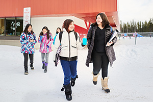 children going home from school