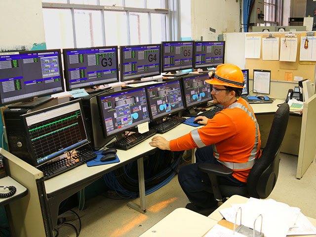Employee inside control room