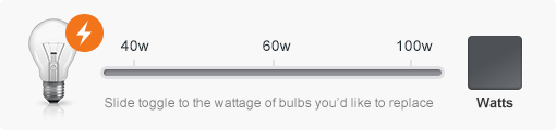 Wattage of bulbs slider